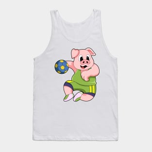 Pig as Handball player with Handball Tank Top